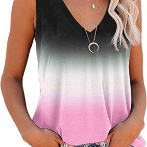 ETCYY NEW Tank Tops for Women, Cute Sleeveless V Neck Workout Tops Printed Runni